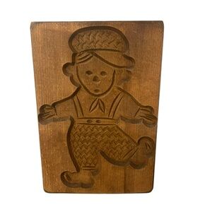 Vintage Dutch Wood Cookie Mold Handcrafted Beachwood Mould Speculaas 8.25”x5.75”